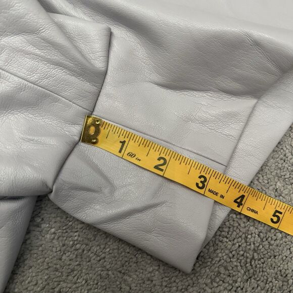 Good American Paperbag Leather Shorts Size 0 Purple Drawstring Waist Classy Chic - Picture 8 of 9